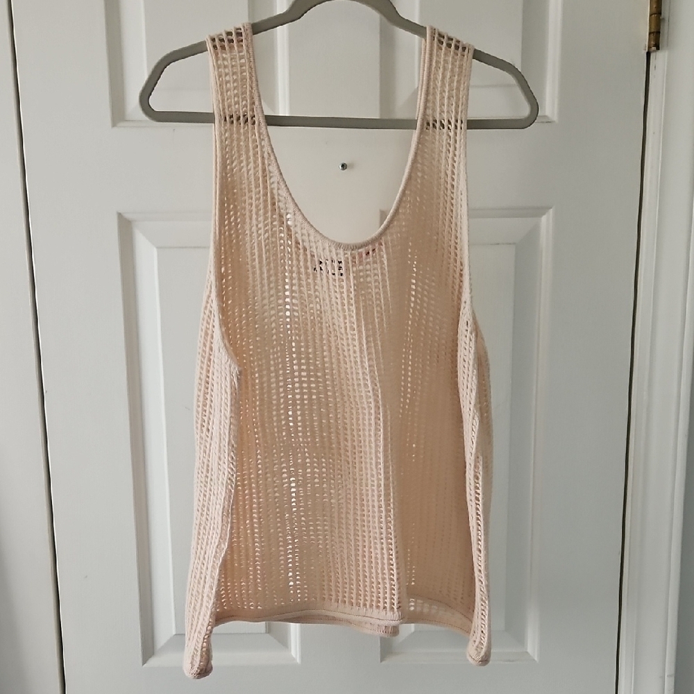 Women's Beige Sleeveless Knit Top
